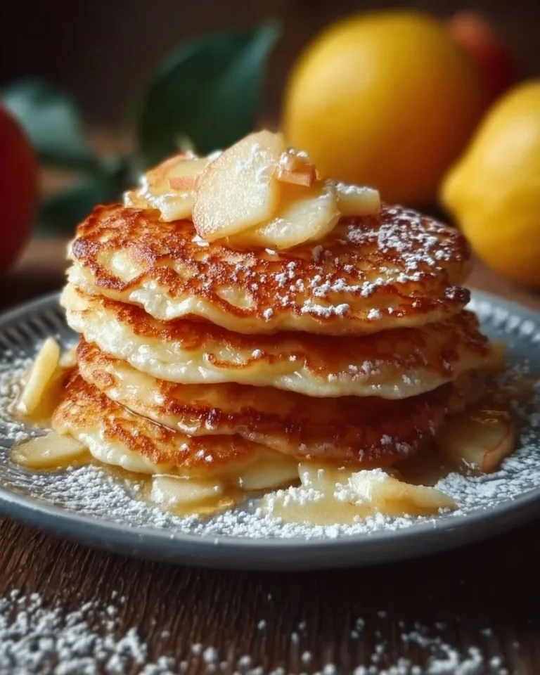 Plat de crêpes au yaourt avec des pommes sur une assiette