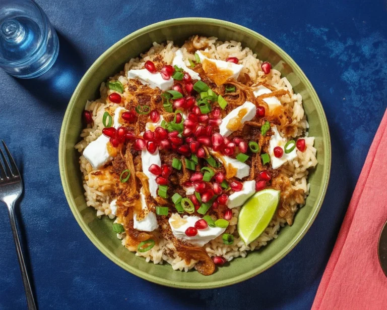 Mujadara libanais : riz aux lentilles et oignons caramélisés, plat végane traditionnel