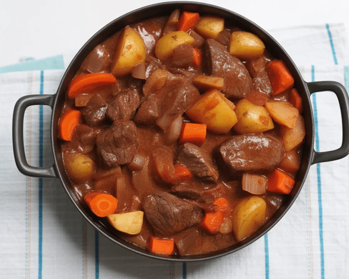 Bœuf Bourguignon Traditionnel et Savoureux - Un plat mijoté avec des légumes et du vin