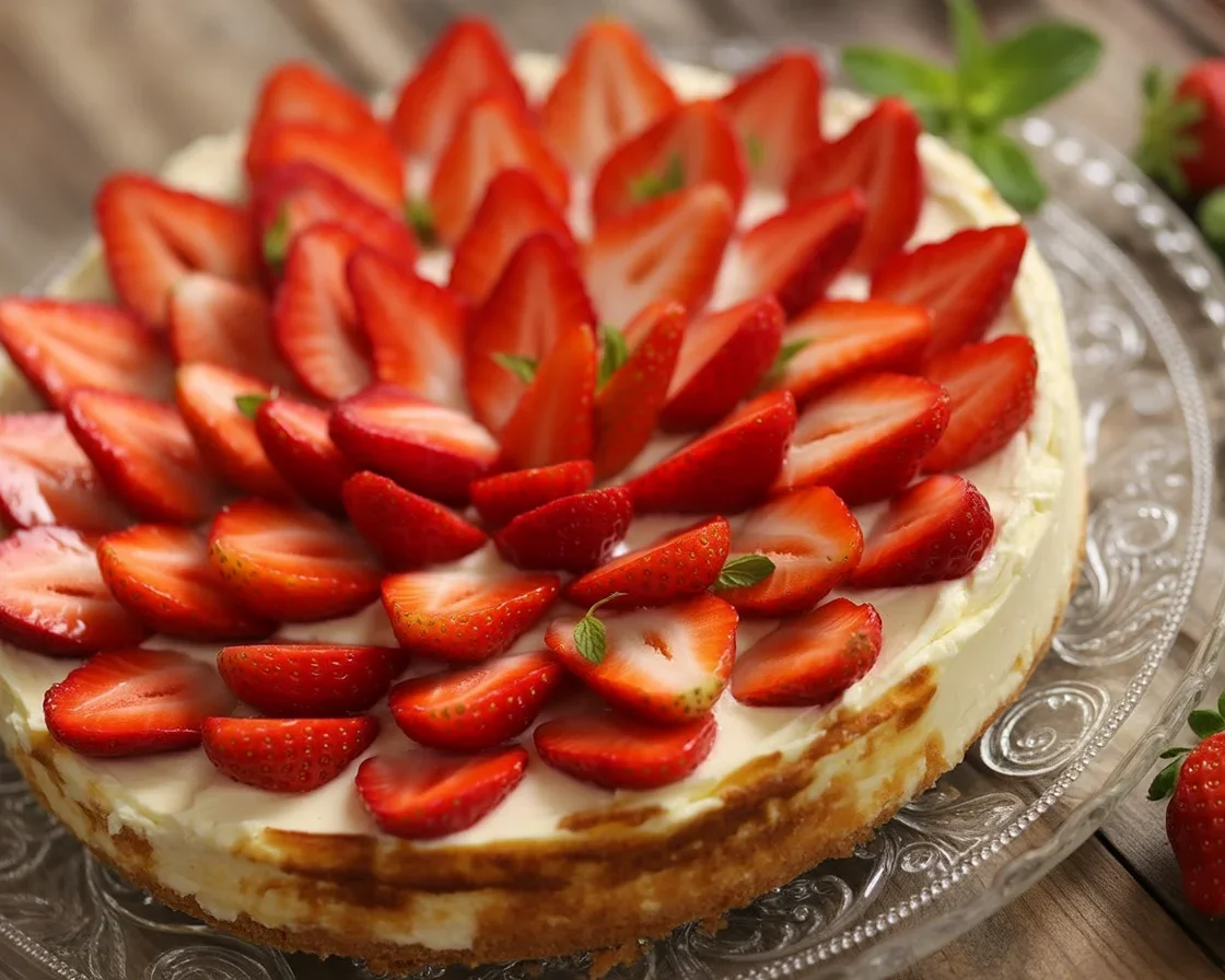 Tarte aux fraises facile avec crème pâtissière et fraises fraîches sur une pâte sablée