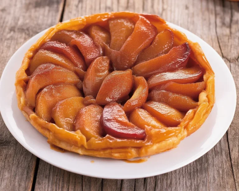 Tarte Tatin avec des pommes caramélisées sur une croûte feuilletée dorée