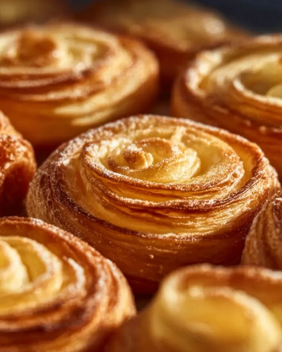 Freshly baked Apple Puff Pastry Rolls on a plate