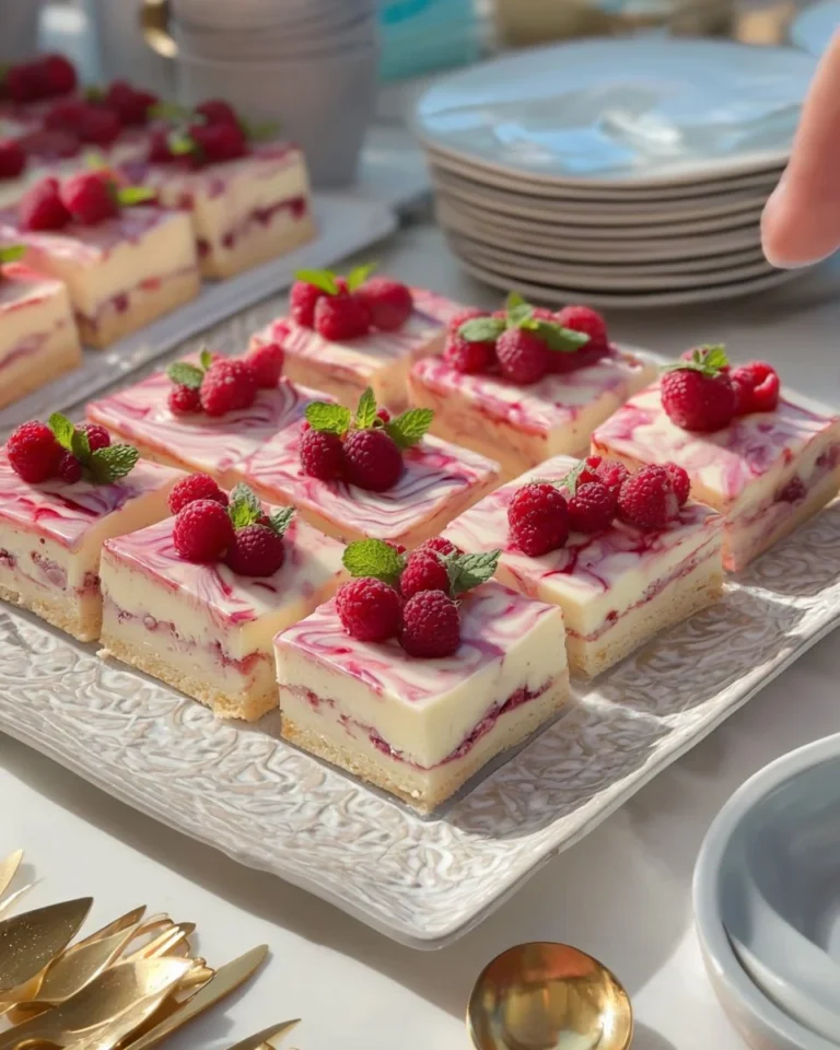 Cheesecake aux framboises sans cuisson sur une assiette