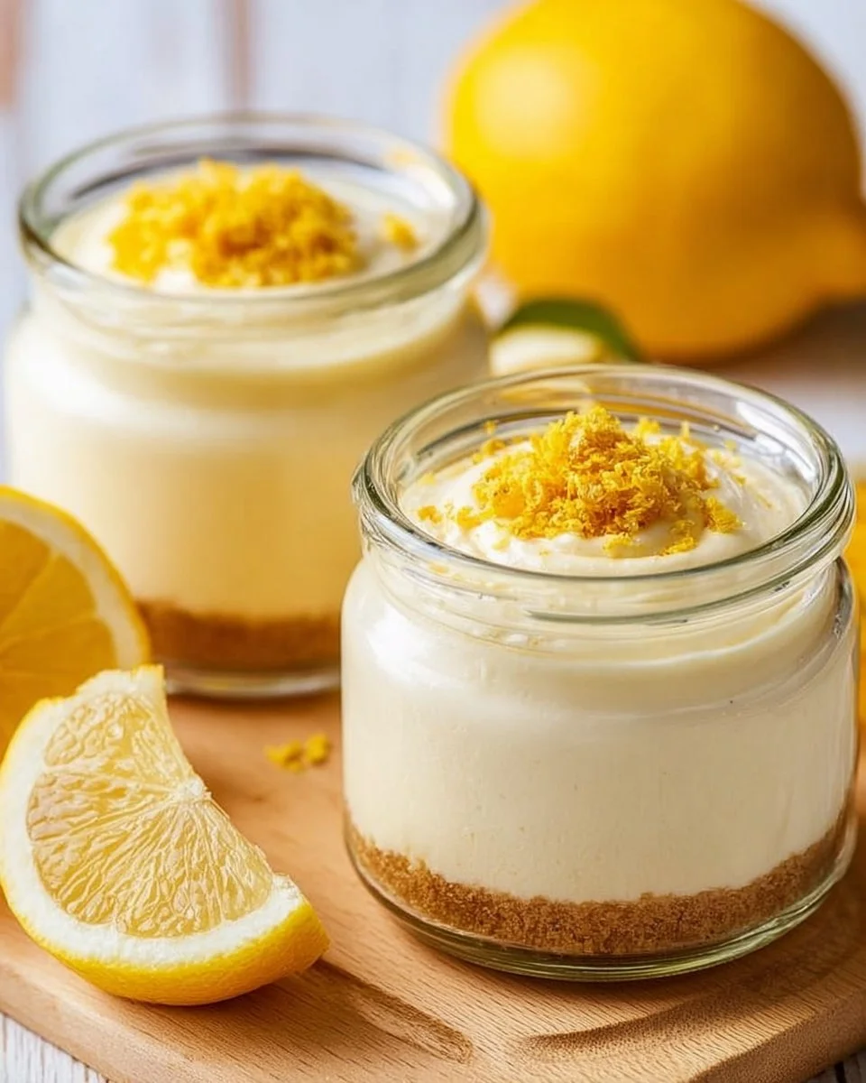 Delicious lemon mousse dessert served in a glass, garnished with lemon slices.
