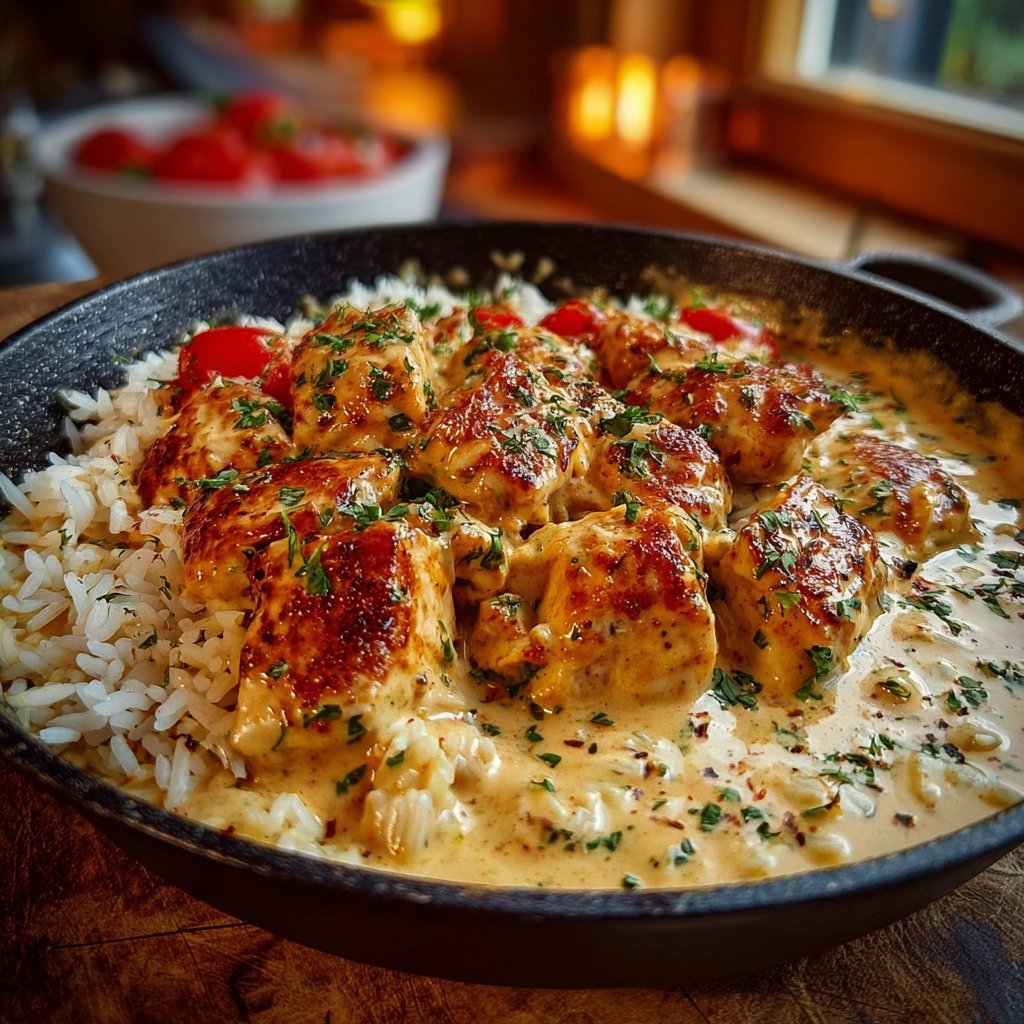 Le Poulet Crémeux et Riz Fondant