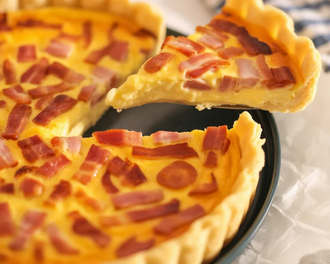Recette de quiche lorraine aux lardons et au gruyère, un plat traditionnel français.