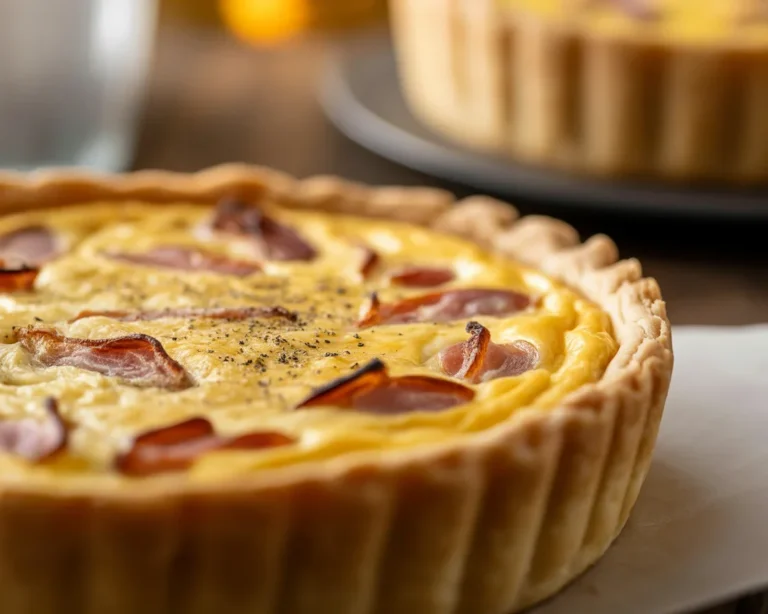 Vraie recette quiche lorraine avec des lardons, œufs et crème fraîche dans une pâte croustillante.