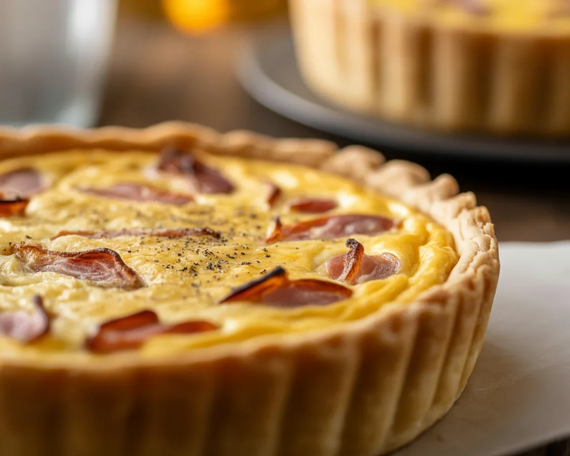 Vraie recette quiche lorraine avec des lardons, œufs et crème fraîche dans une pâte croustillante.