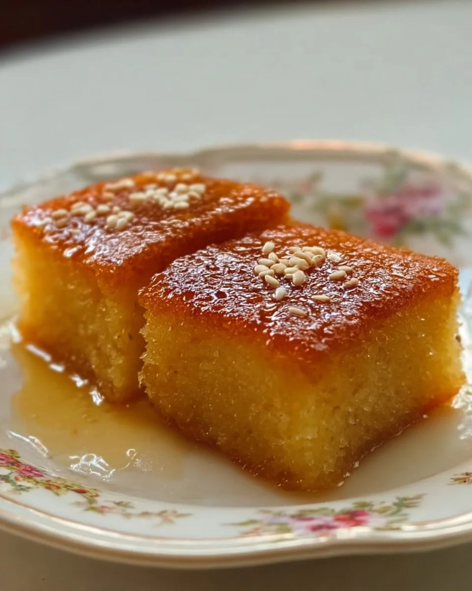Basboussa algérienne traditionnelle, gâteau moelleux à la semoule