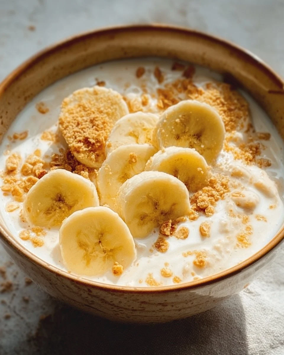 Bol de yaourt grec à la banane et à la crème.