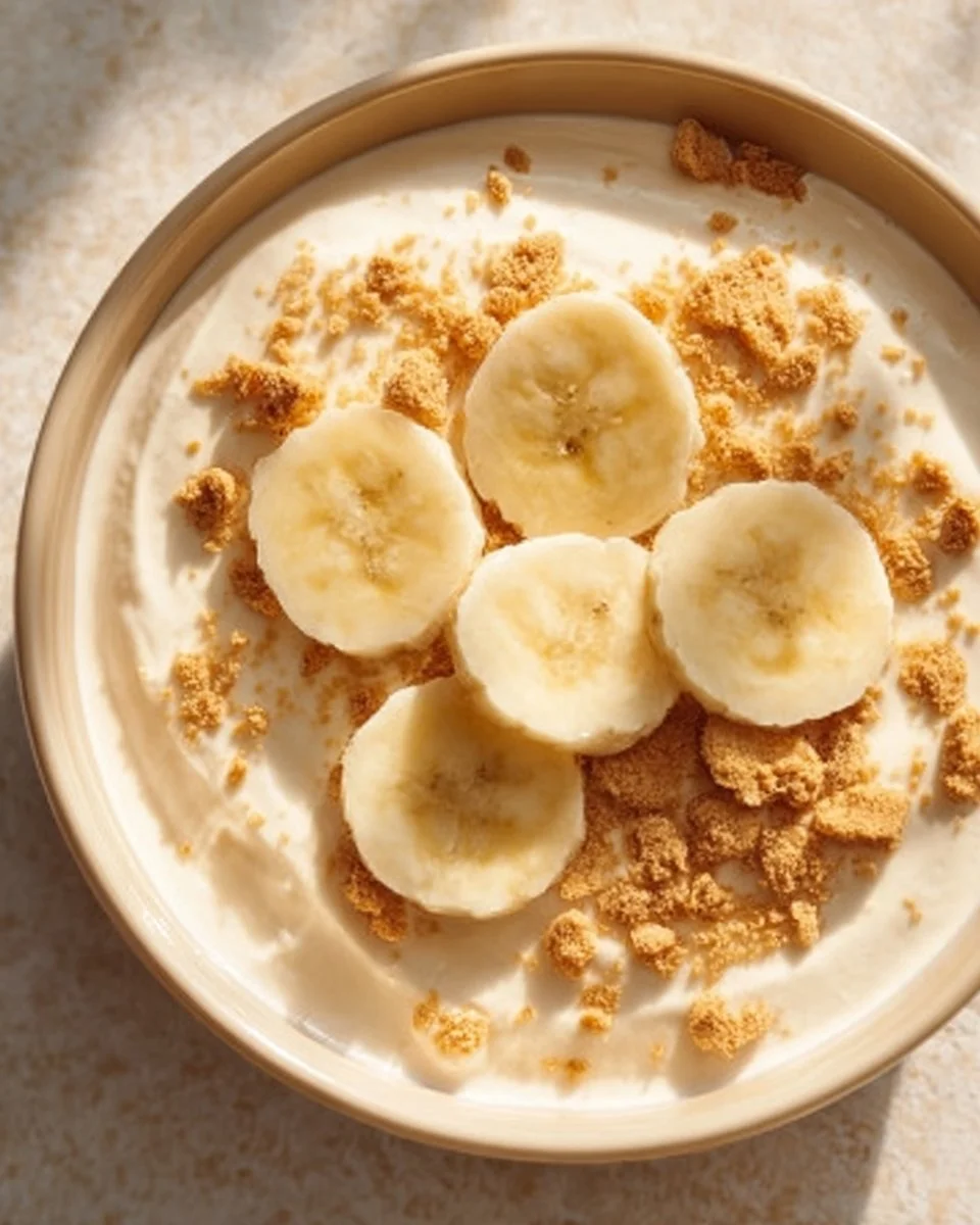 Bol de yaourt grec à la banane et à la crème.