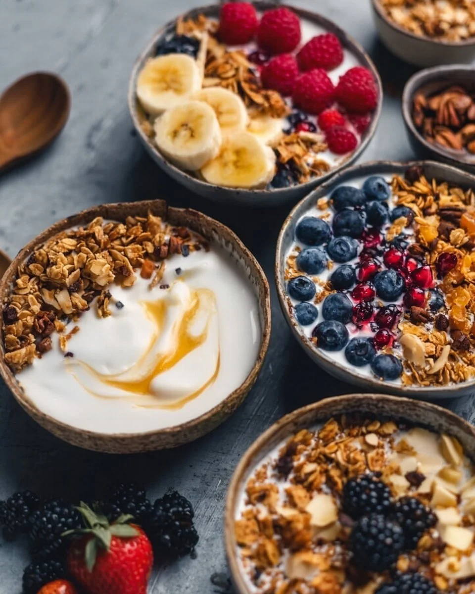 Bols de granola au yaourt faciles (4 façons !)