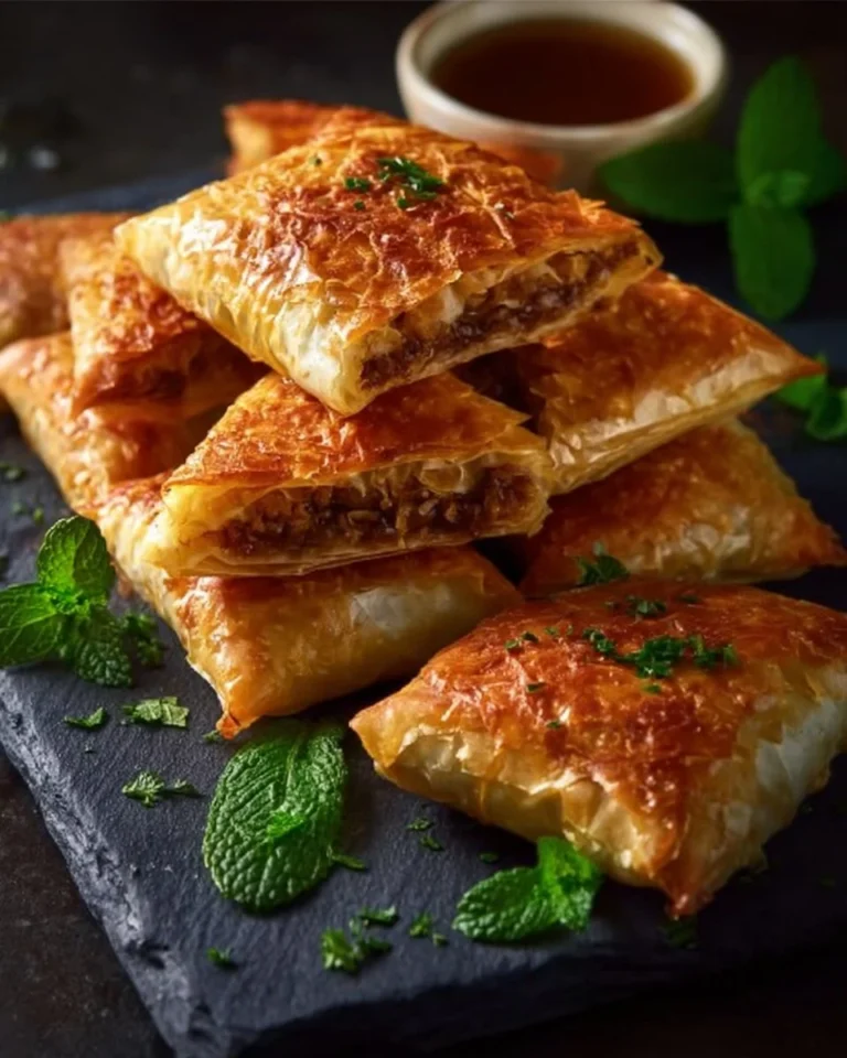 Bricks à la viande hachée à la marocaine, croustillantes et savoureuses.