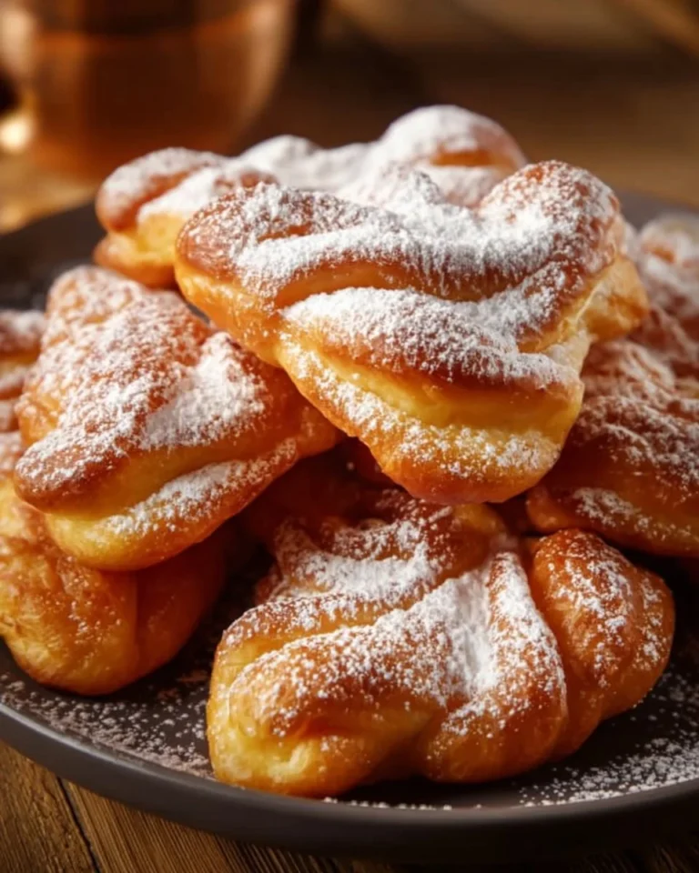 Délicieuses Bugnes Moelleuses dorées sur une assiette, prêtes à déguster.