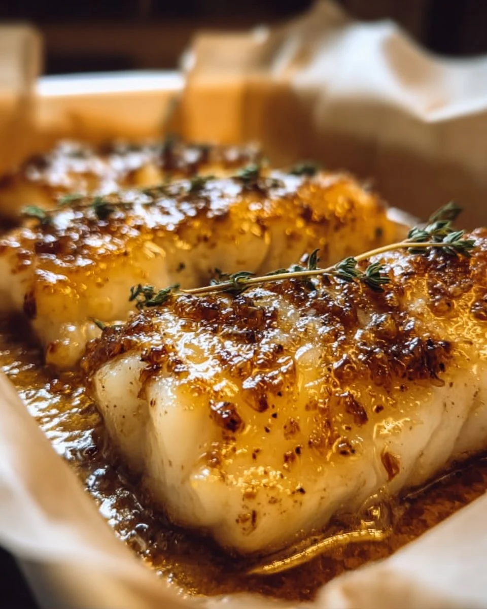 Cabillaud mariné au miel cuit au four