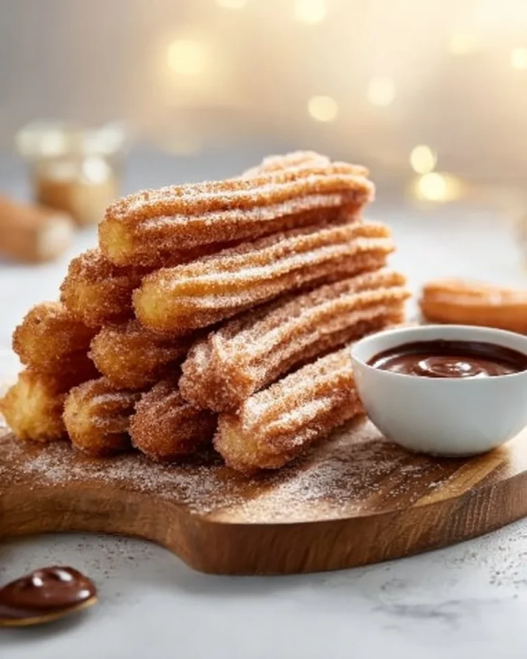 Churros maison crousti-fondants prêts à être dégustés, dorés et savoureux.