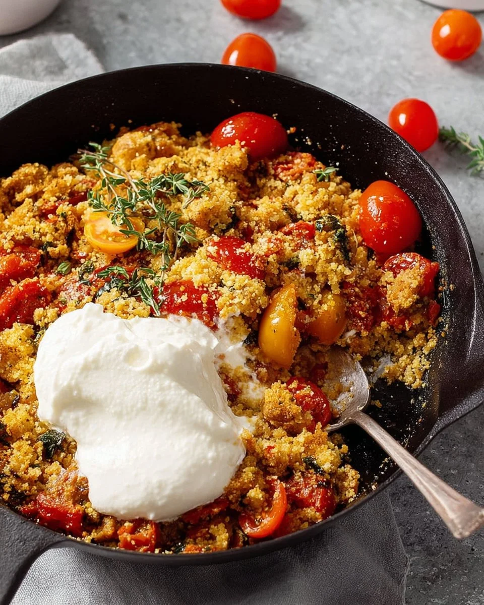 Crumble salé au parmesan et burrata
