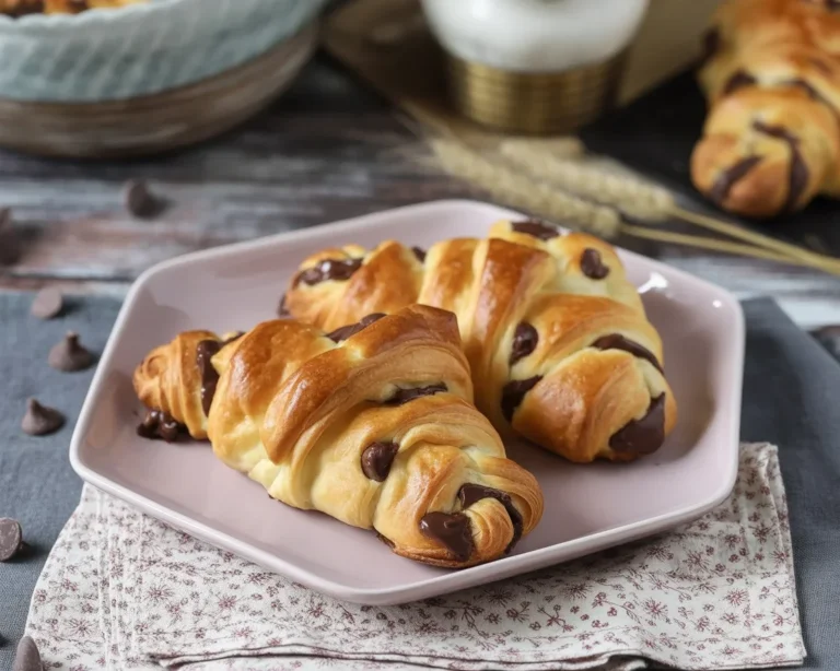 Crookies : croissant garni de pâte à cookie au chocolat, une délicieuse création pâtissière.