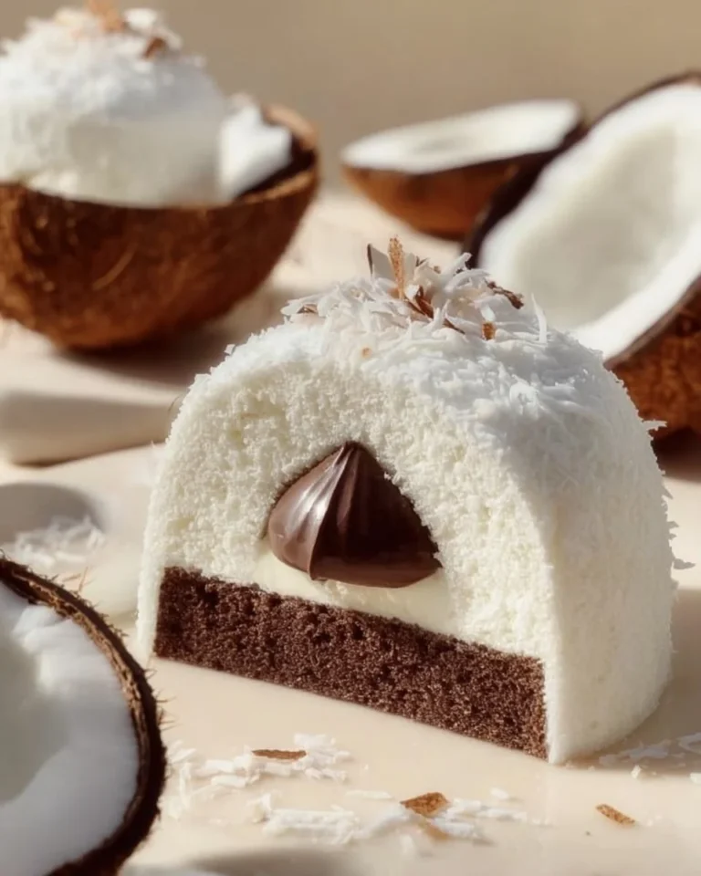 Dôme de noix de coco savoureux avec une garniture délicate