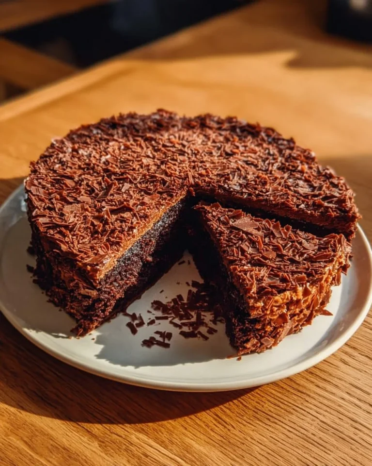 Gâteau au chocolat croustillant avec une croûte croquante et une texture fondante.