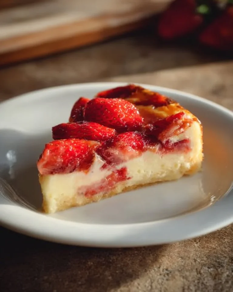 Gâteau magique aux fraises, dessert léger et savoureux.