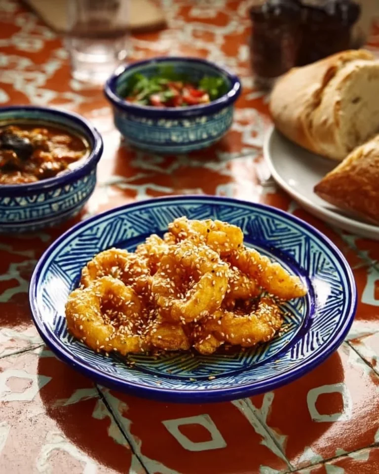 Gâteaux au miel et sésame présentés sur une assiette décorative.