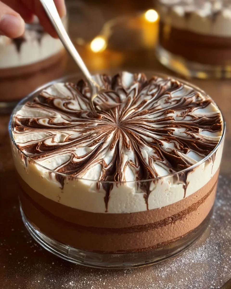 Mousse zébrée aux deux chocolats