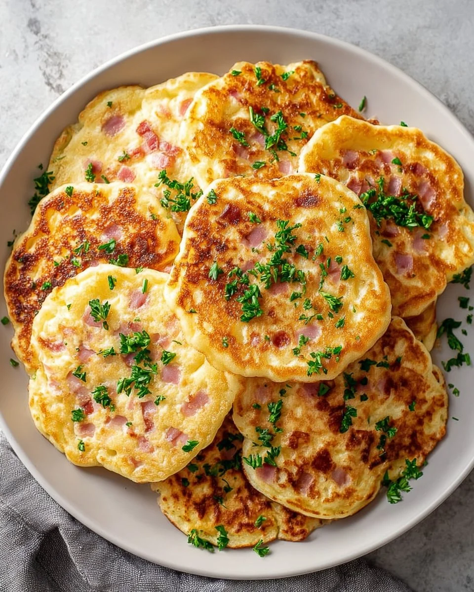 Pancakes Jambon Fromage garnis de fromage et de jambon