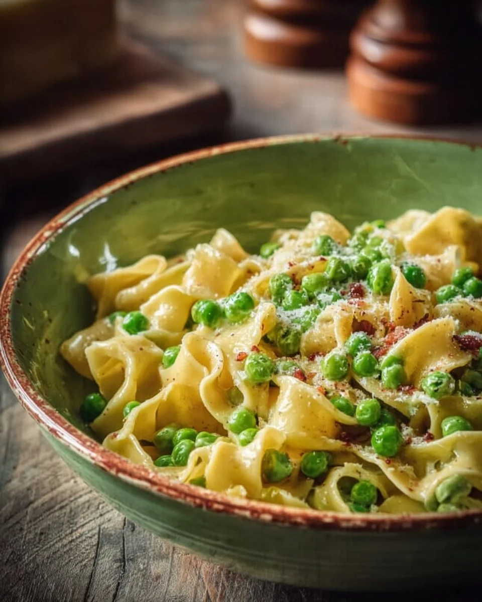 Pâtes et petits pois