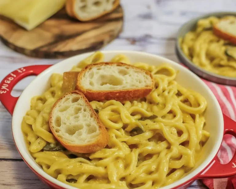Pâtes façon soupe à l'oignon avec oignons et parmesan
