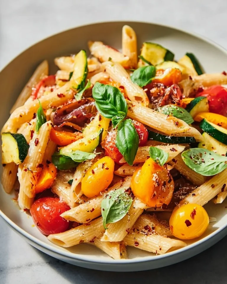 Assiette de Pâtes Primavera avec légumes frais et sauce légère