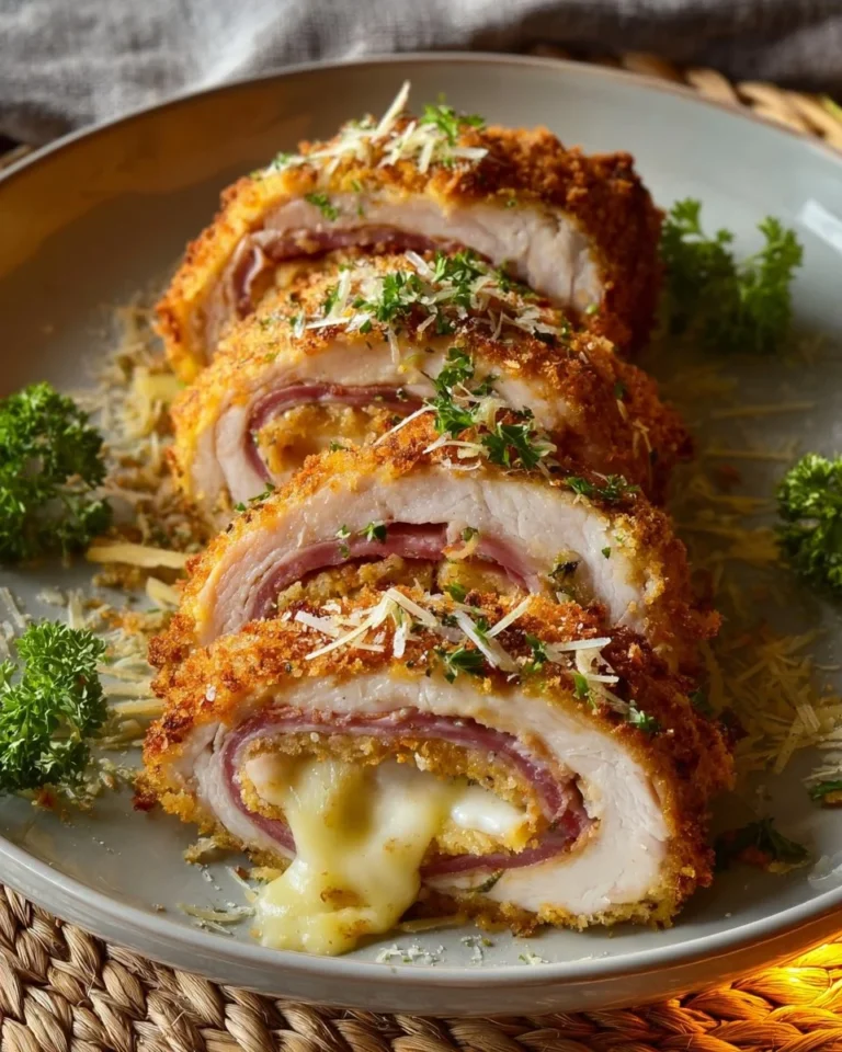 Poulet Cordon Bleu croustillant farci au fromage et au jambon
