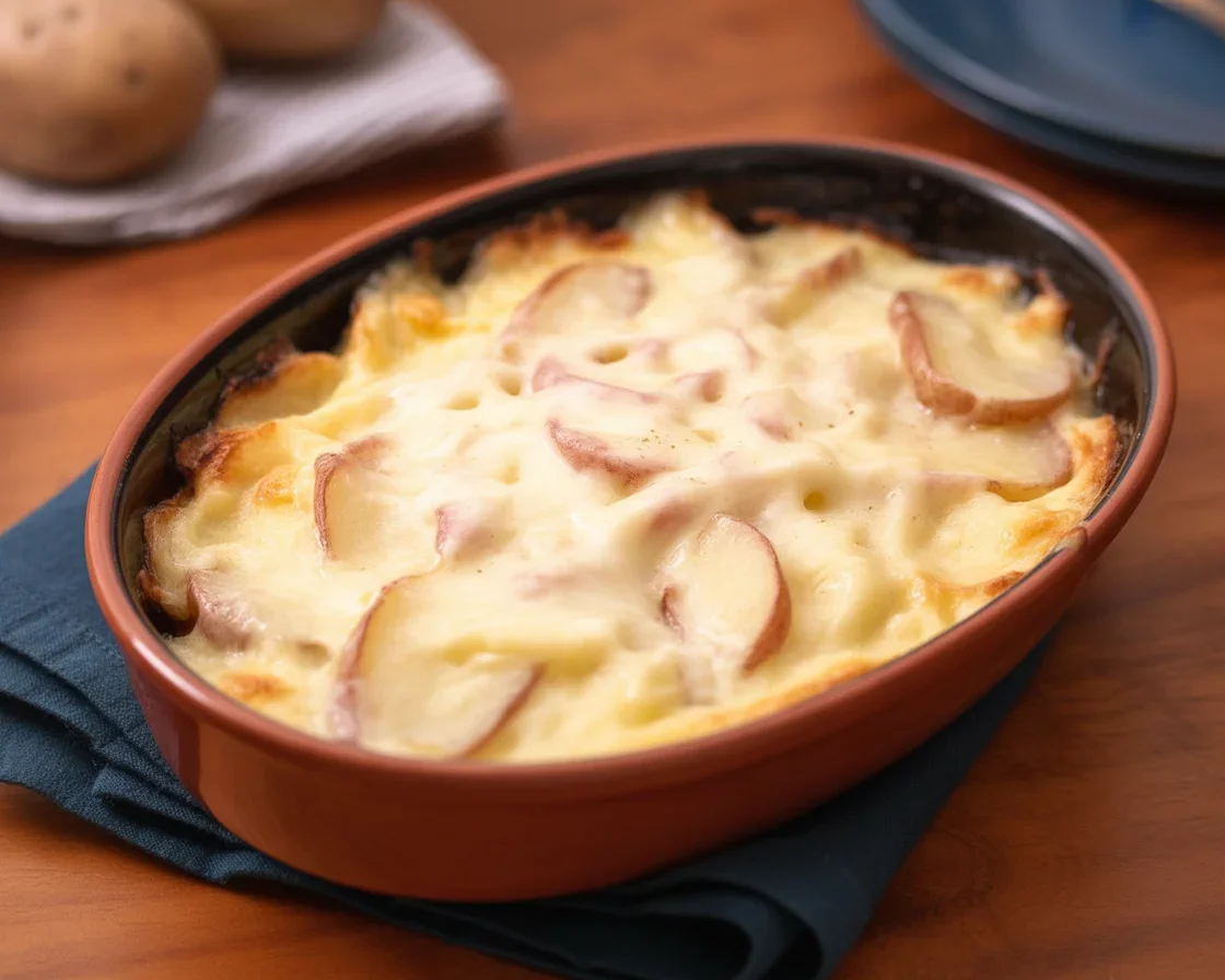 Tartiflette savoyarde, gratin de pommes de terre au fromage Reblochon et lardons fumés.