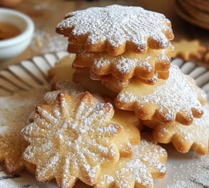 Des sablés maison dorés et croustillants sur une assiette en bois.