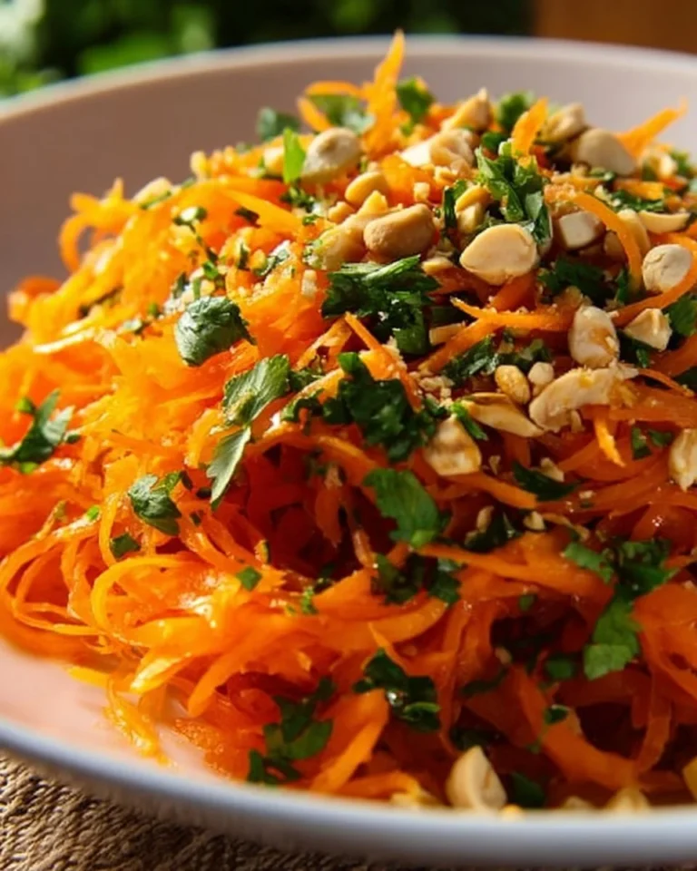 Salade de carottes râpées aux saveurs asiatiques avec légumes frais
