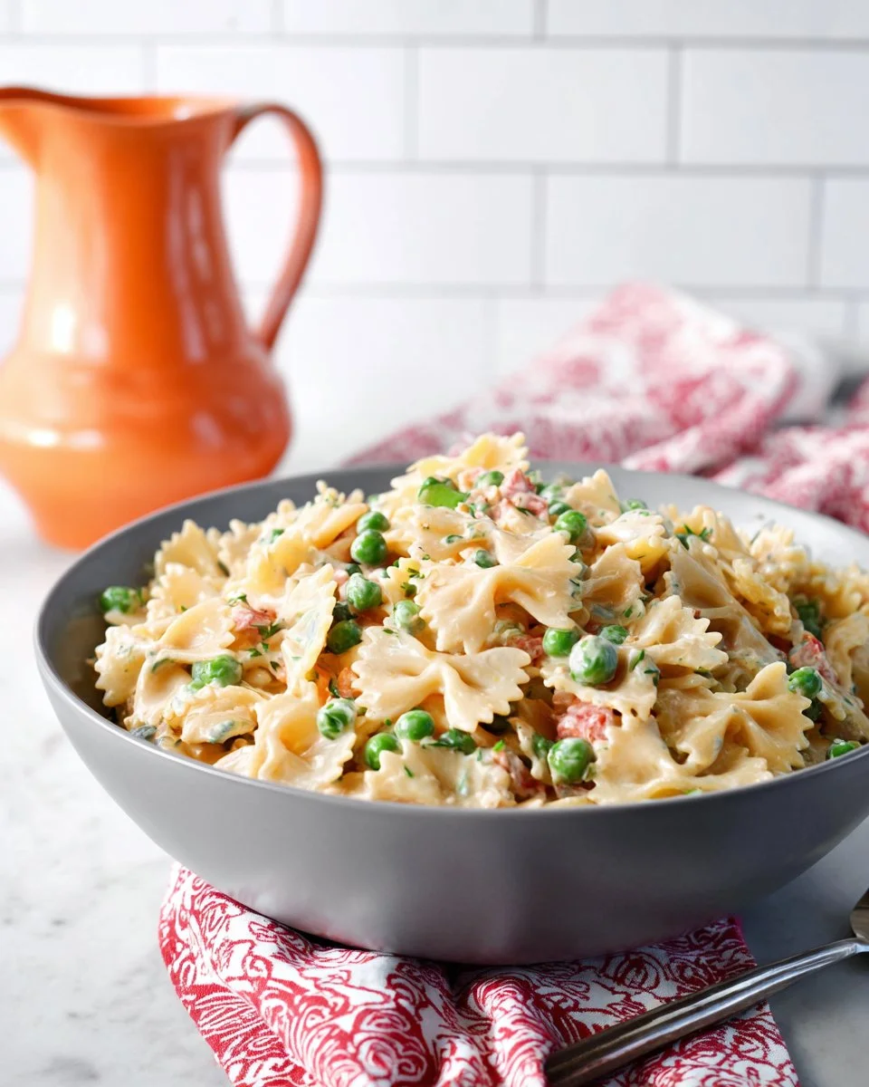 Salade de pâtes à la vinaigrette française avec légumes frais et herbes