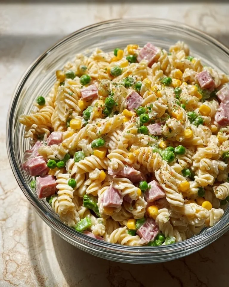 Salade de pâtes onctueuse avec légumes frais et sauce crémeuse