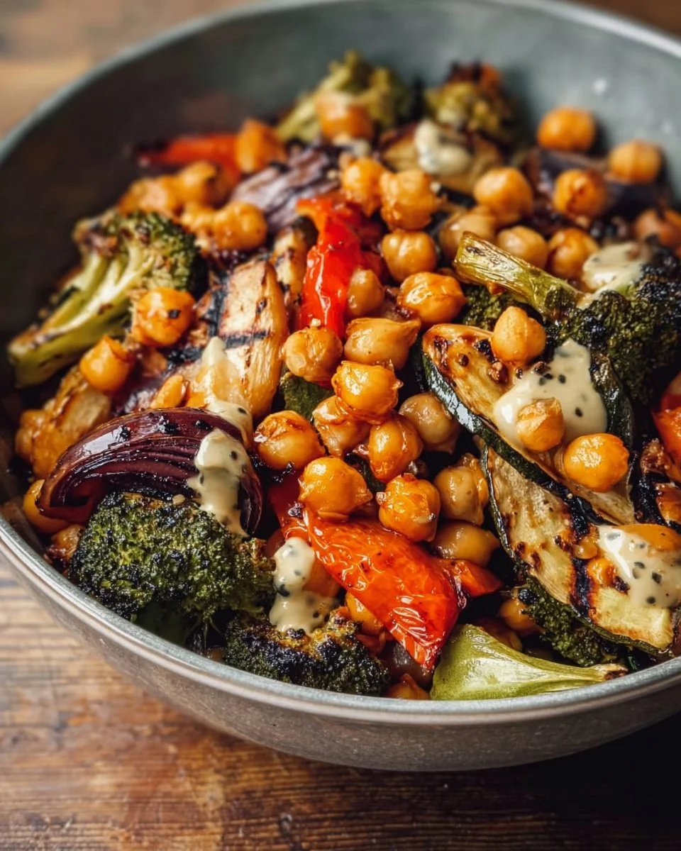Salade de pois chiches et légumes grillés