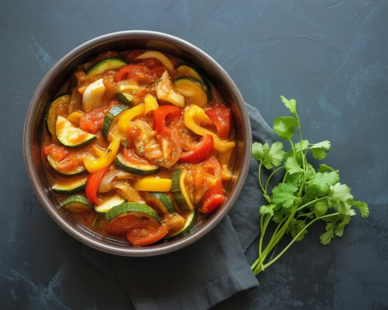Ratatouille provençale avec légumes frais et sauce tomate herbacée.