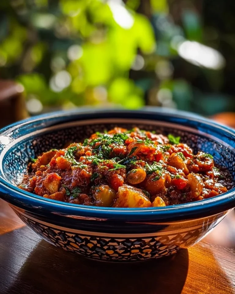 Plat de Taktouka traditionnel marocain avec poivrons et tomates
