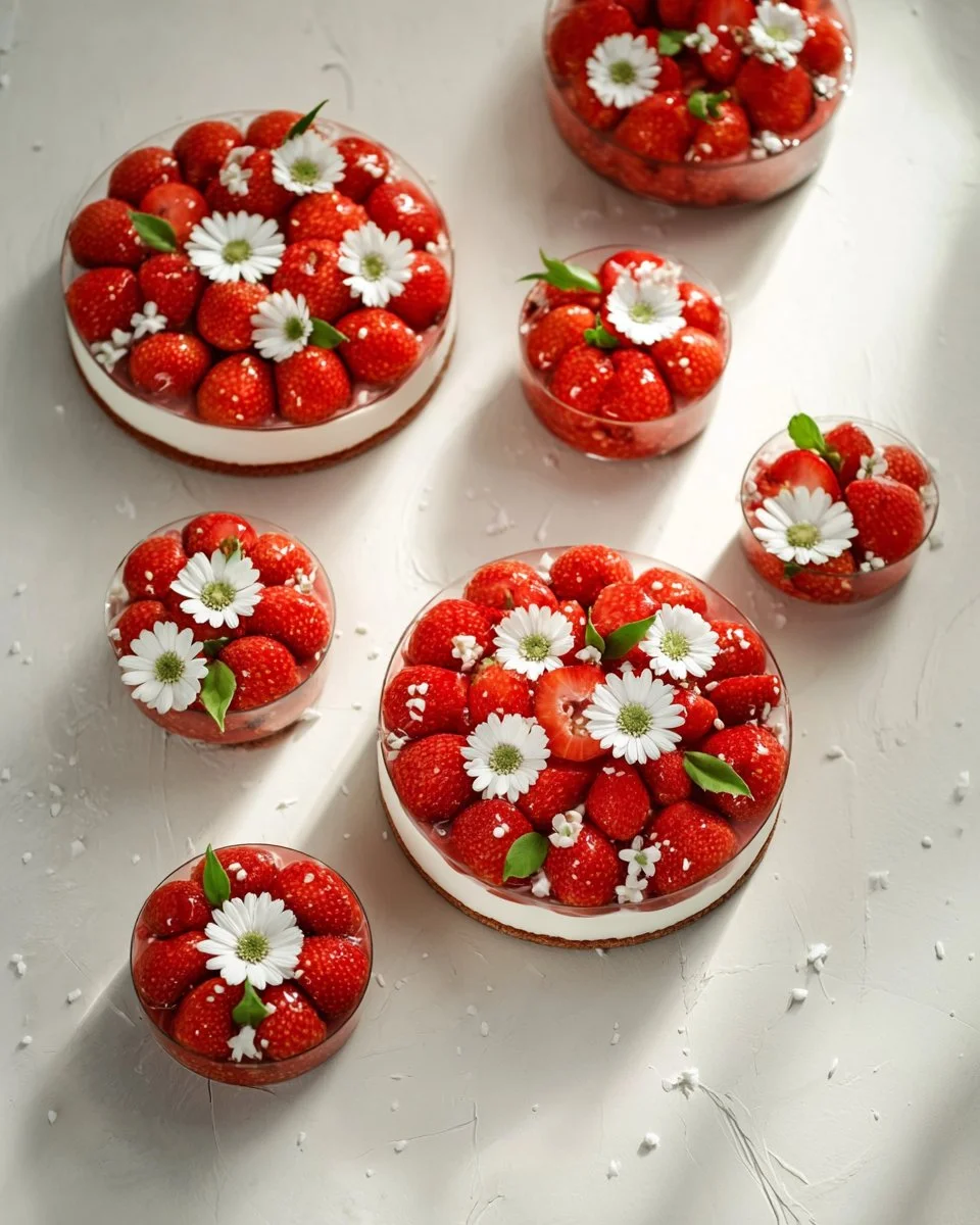 Tarte aux fraises de printemps garnie de fraises fraîches et crème pâtissière