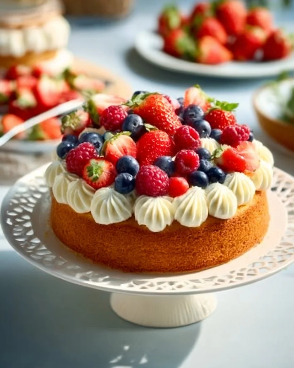Tarte aux fruits rouges sur un sablé breton, un dessert élégant et délicieux