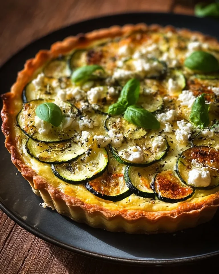 Tarte Courgette Feta garnie de courgettes et feta, délicieuse et colorée