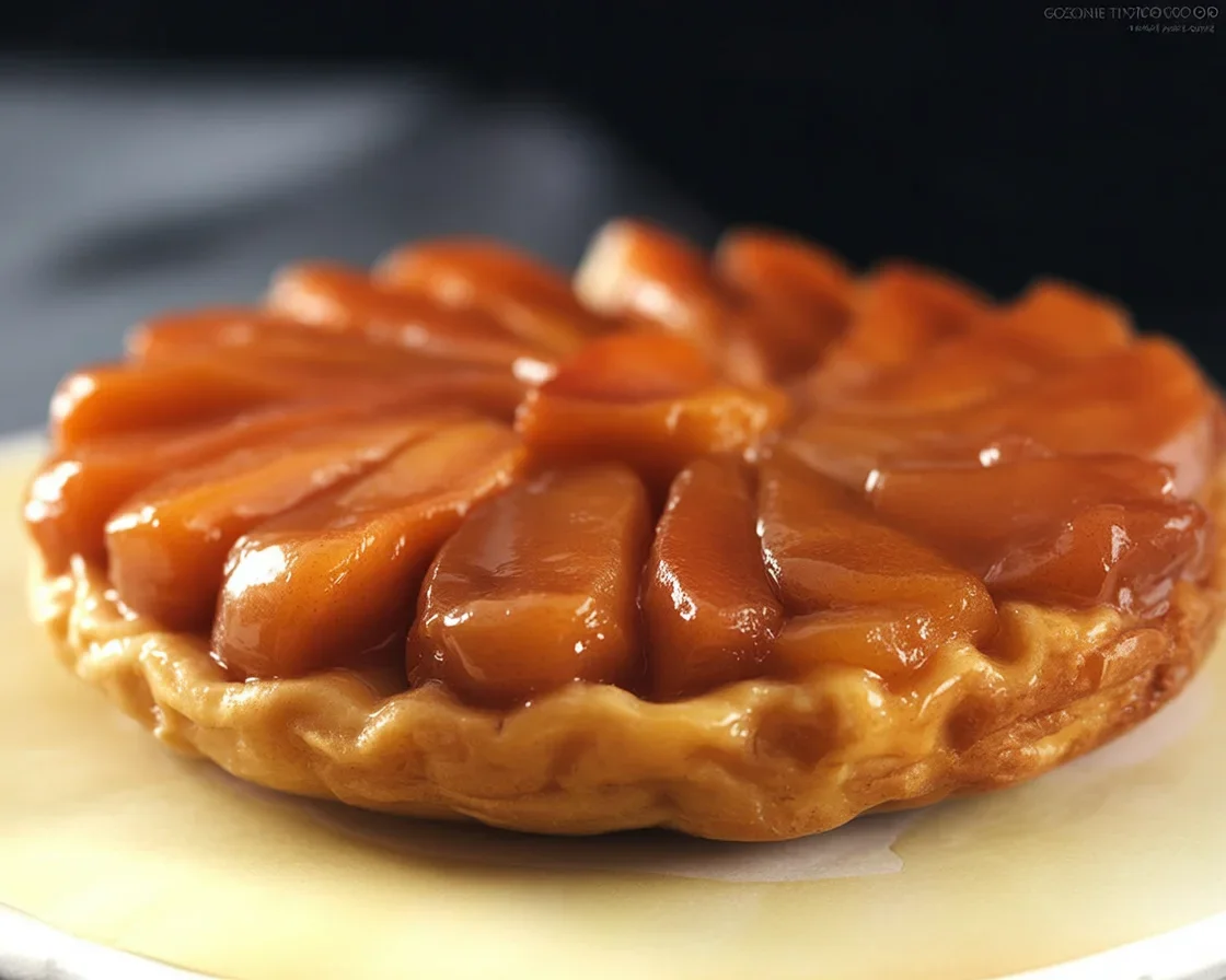 Tarte tatin aux pommes caramélisées, un dessert français classique et savoureux.