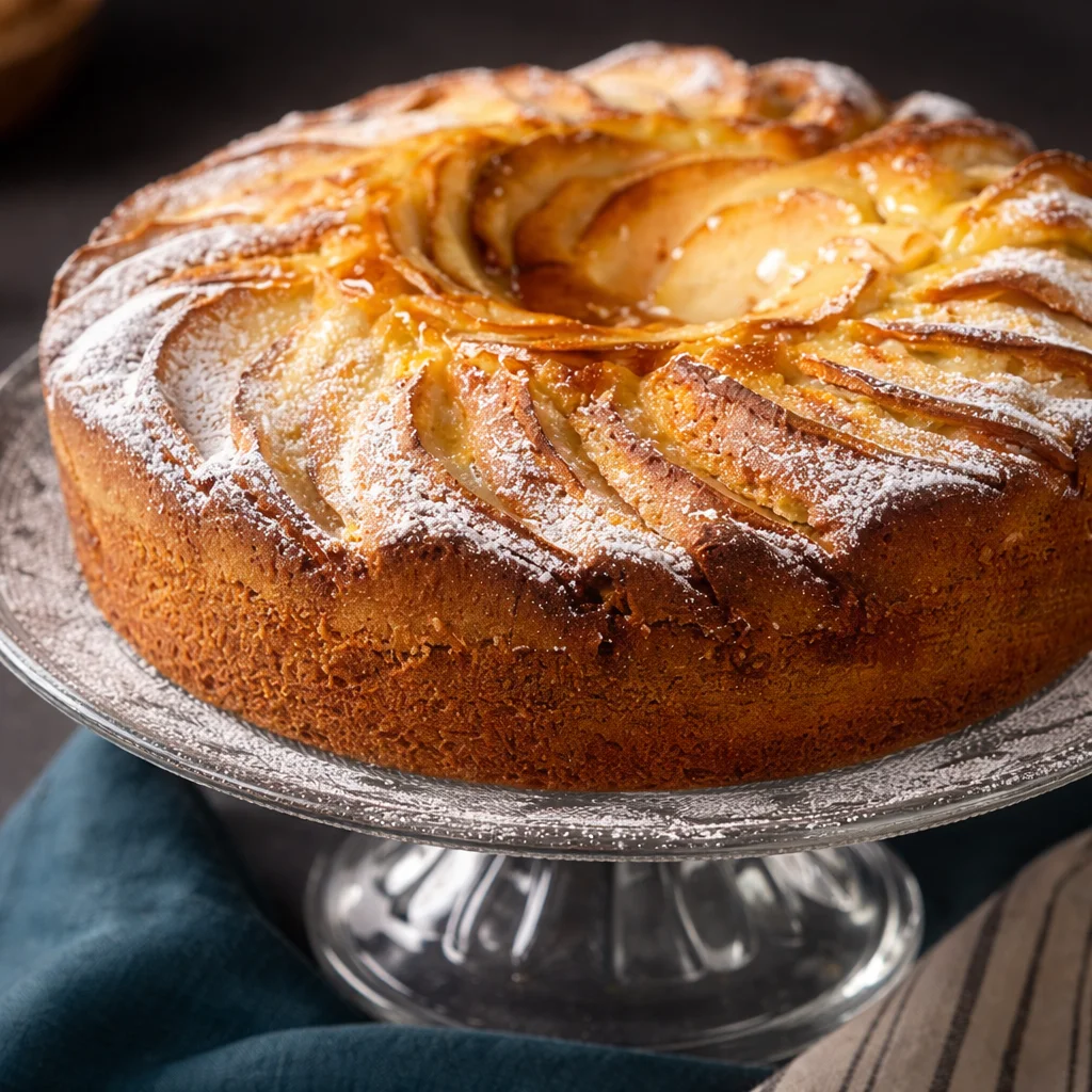 Recette facile de gâteau au yaourt aux pommes, moelleux et savoureux.