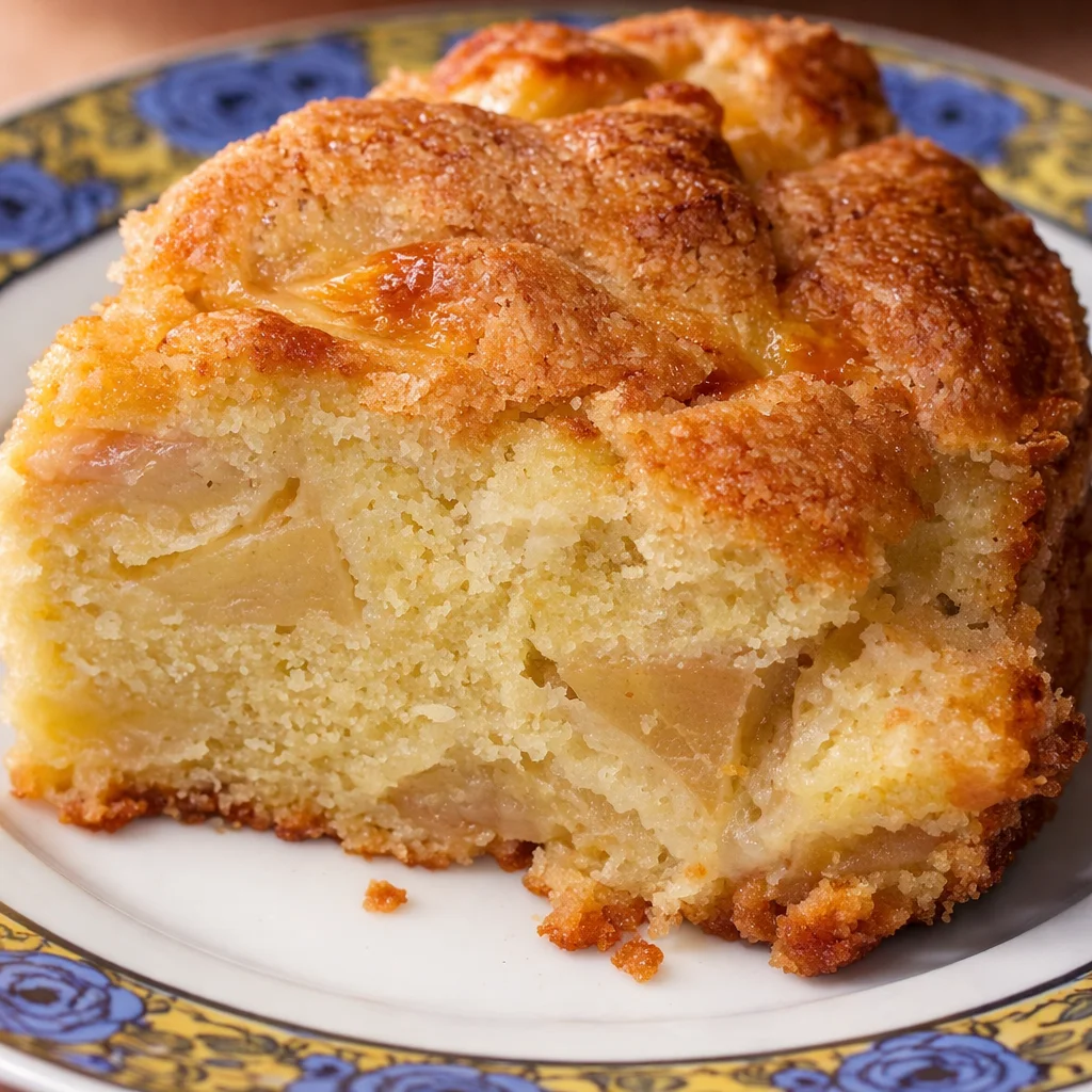 Gâteau moelleux aux pommes, préparé avec des pommes fraîches et une pâte légère.