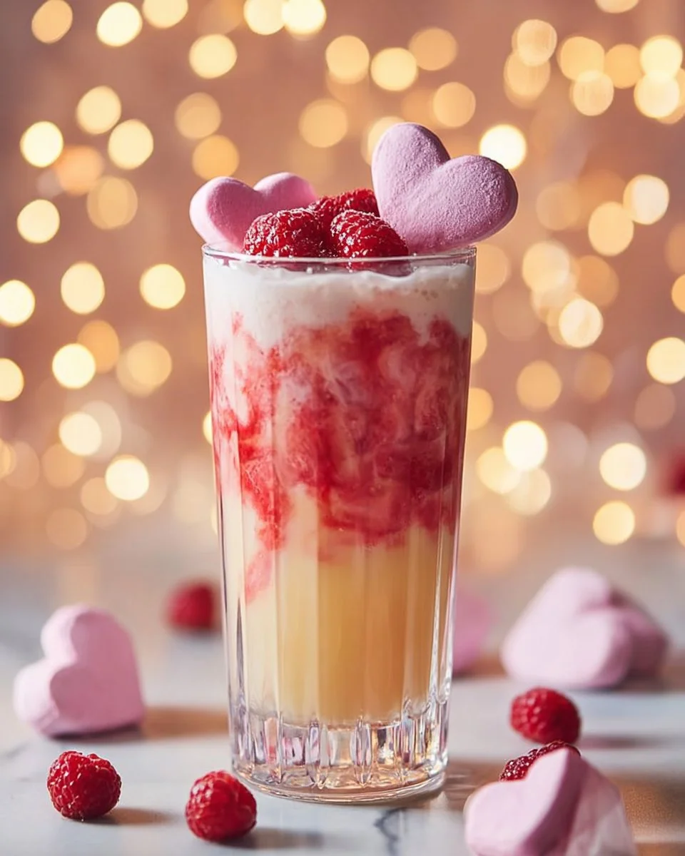 Un cocktail Piña Colada avec des framboises sur une table ensoleillée.