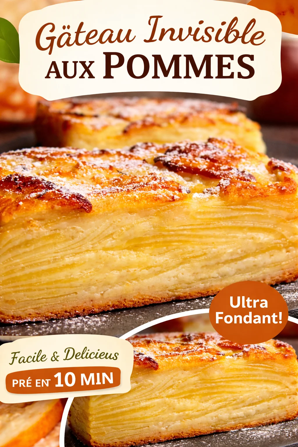 Recette de G&acirc;teau Invisible aux Pommes Marmiton : Simple et Savoureuse