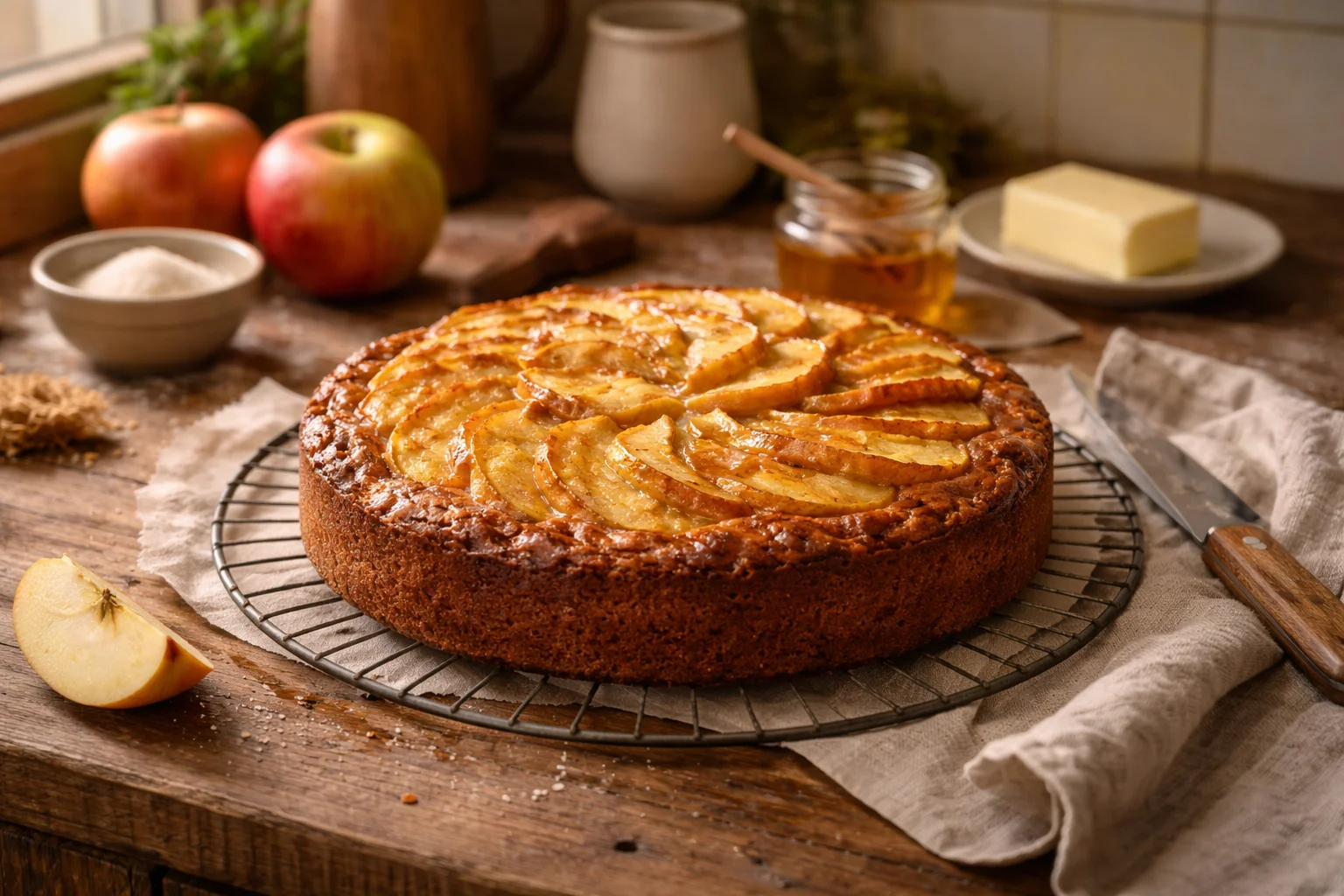 recette g&acirc;teau aux pommes caram&eacute;lis&eacute;es