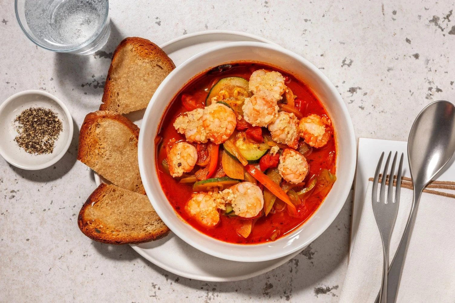 Crevettes piri-piri et sauté de légumes d'été